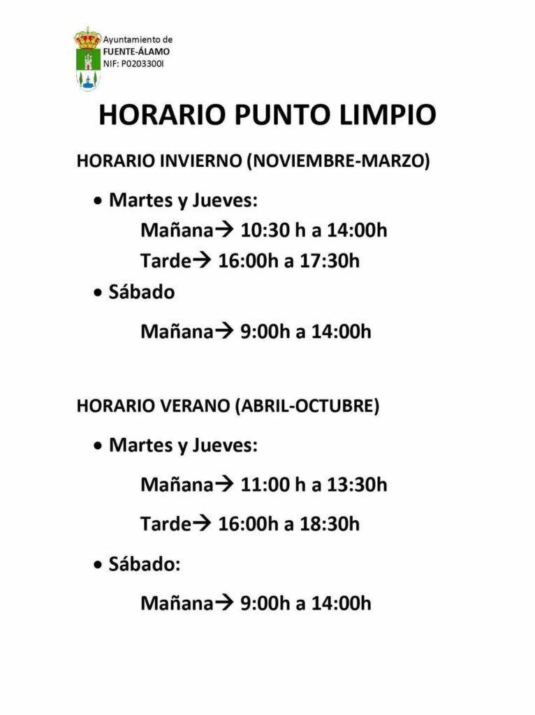 horario punto limpio