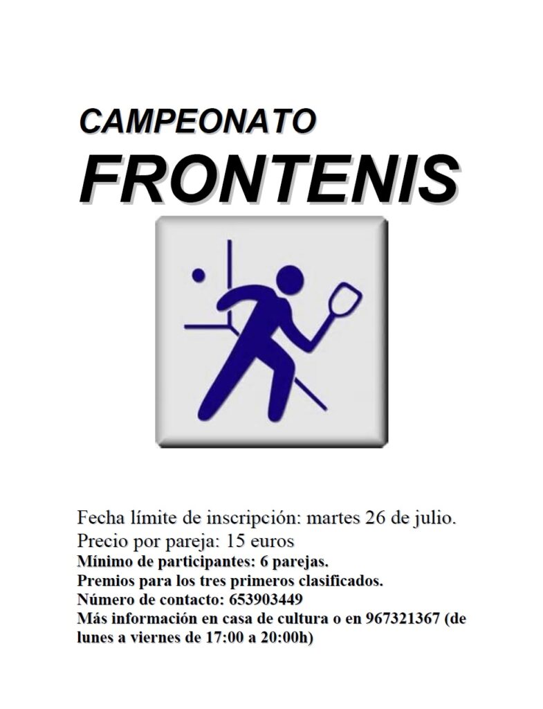 cartel CAMPEONATO DE FRONTENIS 2016 