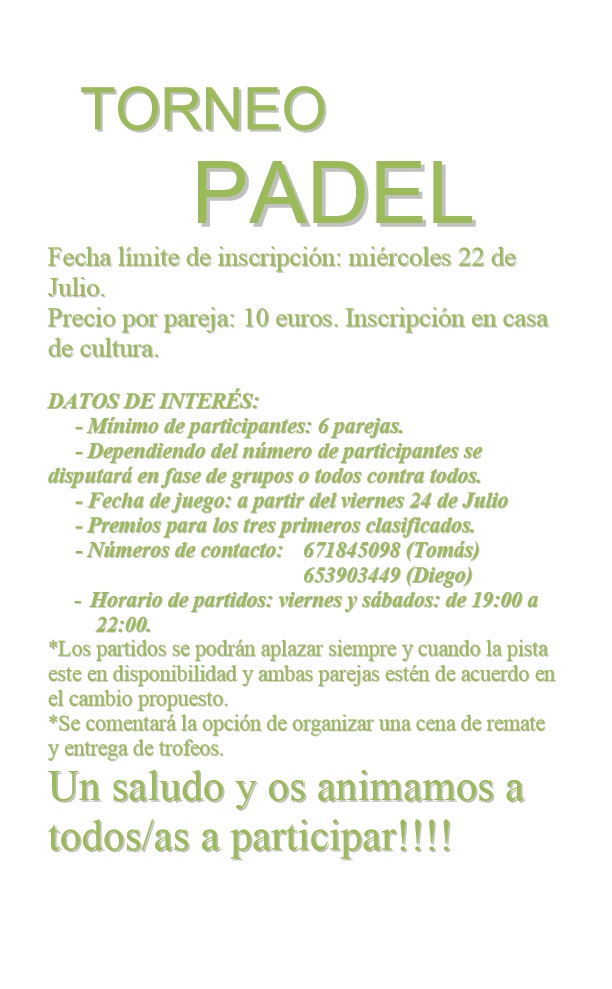 cartel CAMPEONATO DE PADEL 