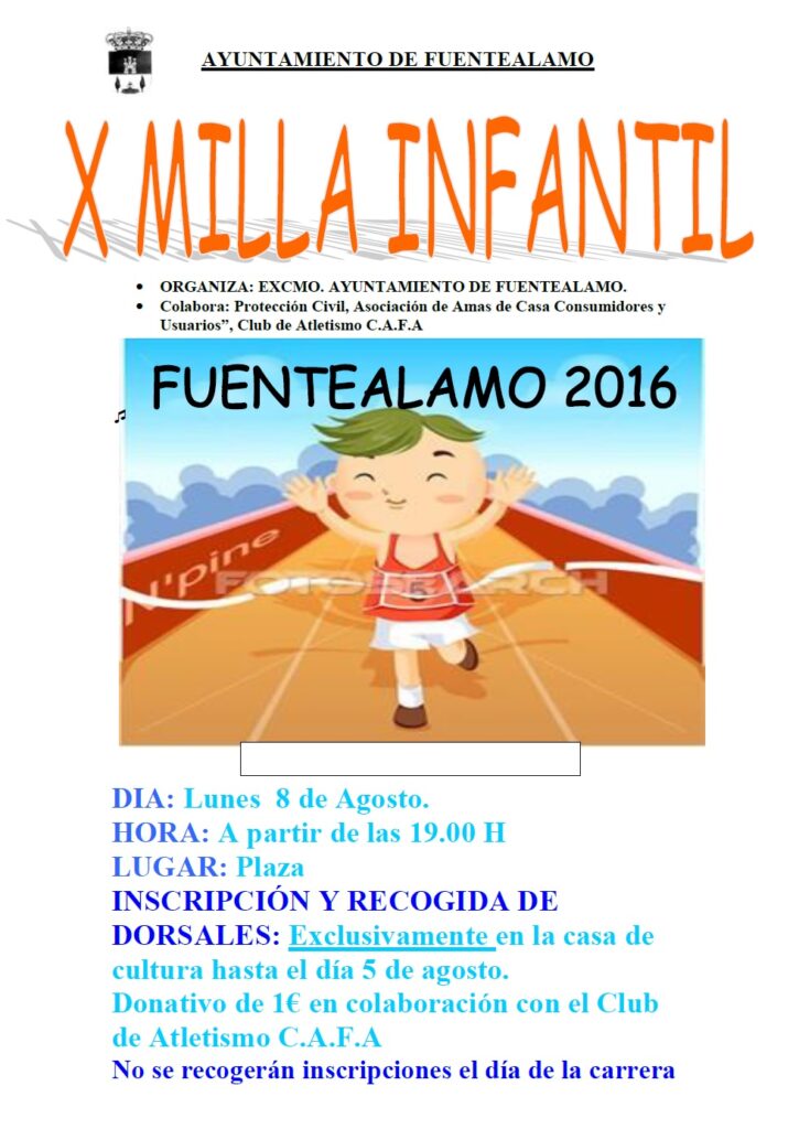 cartel X MILLA INFANTIL 